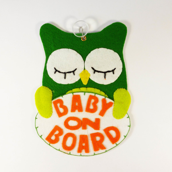 'Baby on Board' σήμα αυτοκινήτου owl - κορίτσι, αγόρι, τσόχα, κουκουβάγια, χειροποίητα, βρεφικά, για παιδιά - 3
