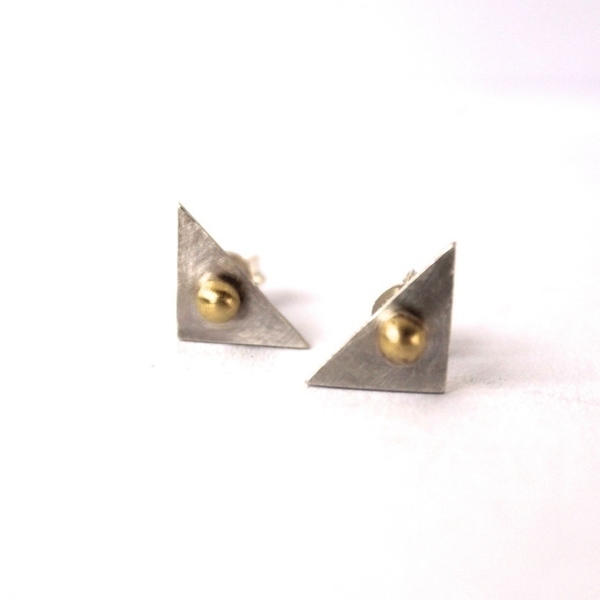 ο Τρίγωνάκι Granule | Σκουλαρίκια Ασήμι 925 Μπρούτζος Minimal Καρφάκι Δώρο Για εκείνη - ασήμι 925, σκουλαρίκια, γεωμετρικά σχέδια, χειροποίητα, ασημένια, μπρούντζος - 2