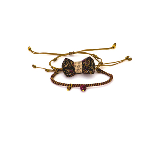 Bow Bracelets Set Persian - ημιπολύτιμες πέτρες, ημιπολύτιμες πέτρες, ύφασμα, φιόγκος, charms, νήμα, αιματίτης, βραχιόλι, βραχιόλια, κορδόνια, χειροποίητα, romantic, σετ, αυξομειούμενα, σετ κοσμημάτων