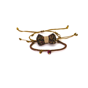 Bow Bracelets Set Persian - ημιπολύτιμες πέτρες, ημιπολύτιμες πέτρες, ύφασμα, φιόγκος, charms, νήμα, αιματίτης, βραχιόλι, βραχιόλια, κορδόνια, χειροποίητα, set, romantic, σετ, αυξομειούμενα, σετ κοσμημάτων