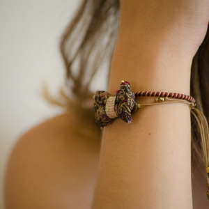 Bow Bracelets Set Persian - ημιπολύτιμες πέτρες, ημιπολύτιμες πέτρες, ύφασμα, φιόγκος, charms, νήμα, αιματίτης, βραχιόλι, βραχιόλια, κορδόνια, χειροποίητα, romantic, σετ, αυξομειούμενα, σετ κοσμημάτων - 2