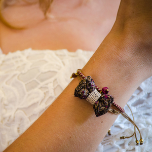 Bow Bracelets Set Persian - ημιπολύτιμες πέτρες, ημιπολύτιμες πέτρες, ύφασμα, φιόγκος, charms, νήμα, αιματίτης, βραχιόλι, βραχιόλια, κορδόνια, χειροποίητα, romantic, σετ, αυξομειούμενα, σετ κοσμημάτων - 4