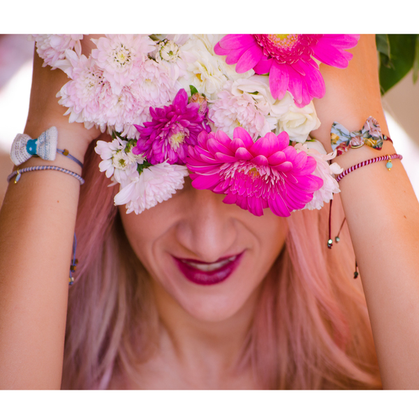 Bow Bracelets Set Floral - ημιπολύτιμες πέτρες, ημιπολύτιμες πέτρες, ύφασμα, φιόγκος, πολύχρωμο, vintage, charms, τιρκουάζ, τιρκουάζ, νήμα, αιματίτης, βραχιόλι, βραχιόλια, κορδόνια, χειροποίητα, set, φλοράλ, romantic, σετ, αυξομειούμενα, σετ κοσμημάτων - 3