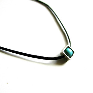 tiny square 925| χειροποιητο ασημενιο κολιε minimal - chic, fashion, vintage, charms, κερωμένα κορδόνια, ιδιαίτερο, μοντέρνο, πέτρα, ασήμι 925, μέταλλο, κολιέ, κορδόνια, γεωμετρικά σχέδια, εντυπωσιακό, καθημερινό, minimal, must, ασημένια, κοντά, ευκολοφόρετο, διαχρονικό, amano, μπλε χάντρα - 2