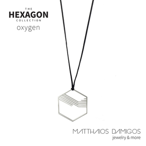 THE HEXAGON COLLECTION - ασήμι, κερωμένα κορδόνια, γυναικεία, ασήμι 925, ανδρικά, κολιέ, minimal, unisex - 2