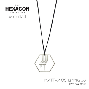 THE HEXAGON COLLECTION - ασήμι, κερωμένα κορδόνια, γυναικεία, ασήμι 925, ανδρικά, κολιέ, minimal, unisex - 3