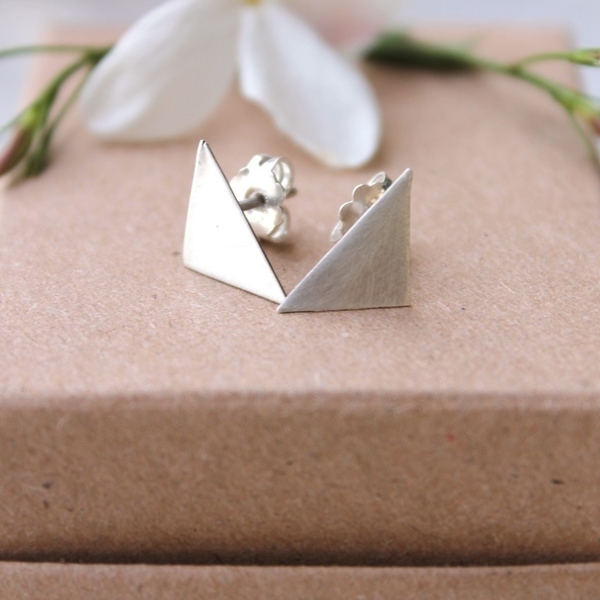 ο Τρίγωνάκι 925 | Σκουλαρίκια Ασήμι 925 Minimal Καρφάκι Δώρο Για εκείνη - ασήμι 925, σκουλαρίκια, γεωμετρικά σχέδια, minimal - 2