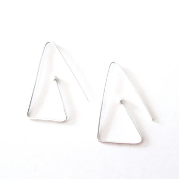 Τριγωνικά σκουλαρίκια από ασήμι - ασήμι 925, σκουλαρίκια, γεωμετρικά σχέδια, minimal, ασημένια - 4