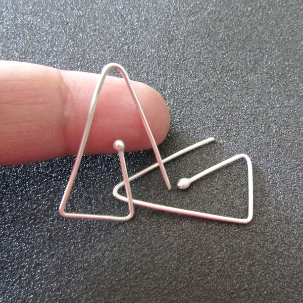 Τριγωνικά σκουλαρίκια από ασήμι - ασήμι 925, σκουλαρίκια, γεωμετρικά σχέδια, minimal, ασημένια - 3