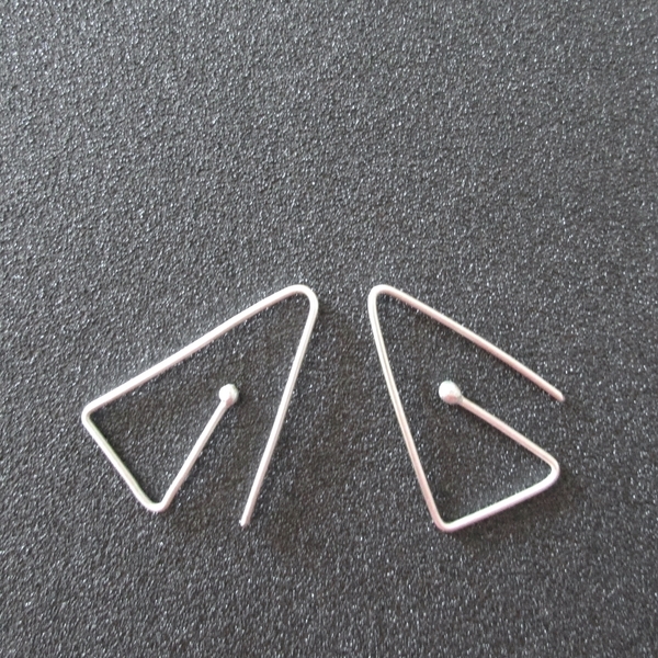 Τριγωνικά σκουλαρίκια από ασήμι - ασήμι 925, σκουλαρίκια, γεωμετρικά σχέδια, minimal, ασημένια - 5