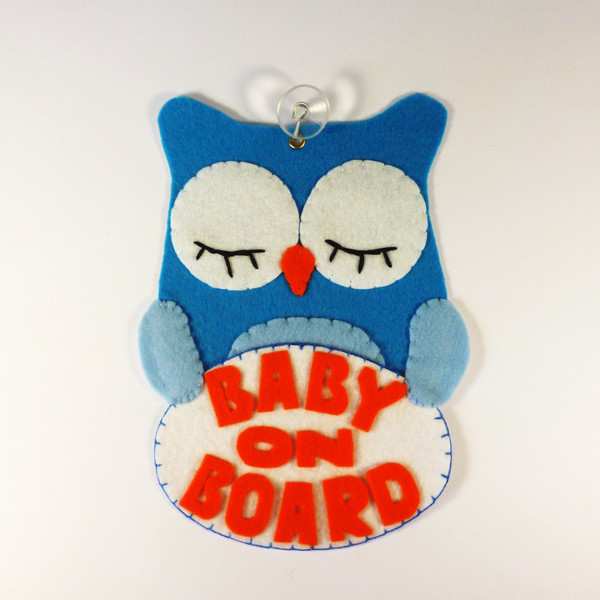 'Baby on Board' σήμα αυτοκινήτου owl - κορίτσι, αγόρι, τσόχα, κουκουβάγια, χειροποίητα, βρεφικά, για παιδιά - 2
