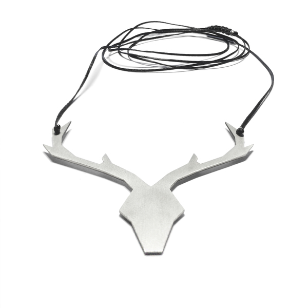 Caribou Necklace - ασήμι, κερωμένα κορδόνια, γυναικεία, ασήμι 925, ανδρικά, κολιέ, minimal