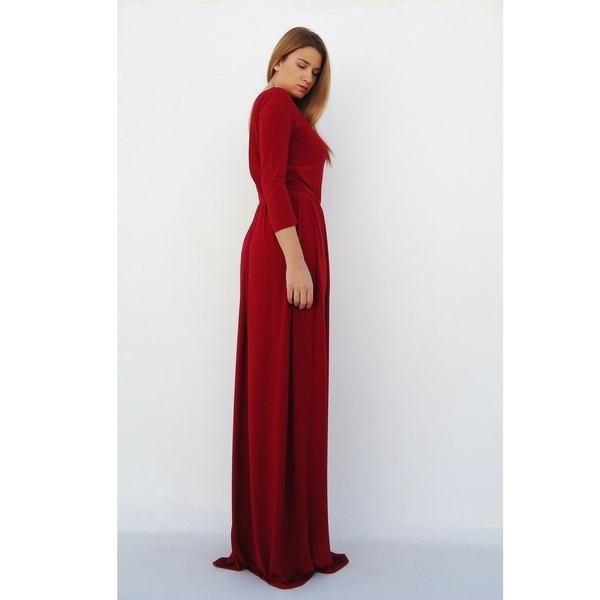 "Tinky" Red maxi dress με ανοιχτή πλάτη - μονόχρωμες, γάμου - βάπτισης - 4
