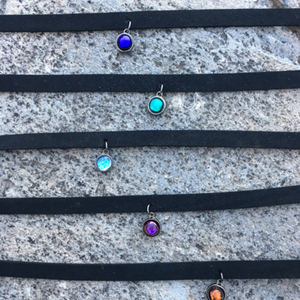 Dichroic glass choker - γυαλί, γυναικεία, τσόκερ, κολιέ, κοντά - 5