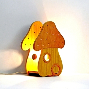 ξύλινο επιτραπέζιο φωτιστικό Μανιτάρι - ξύλο, κορίτσι, πορτατίφ, παιδικά φωτιστικά - 2