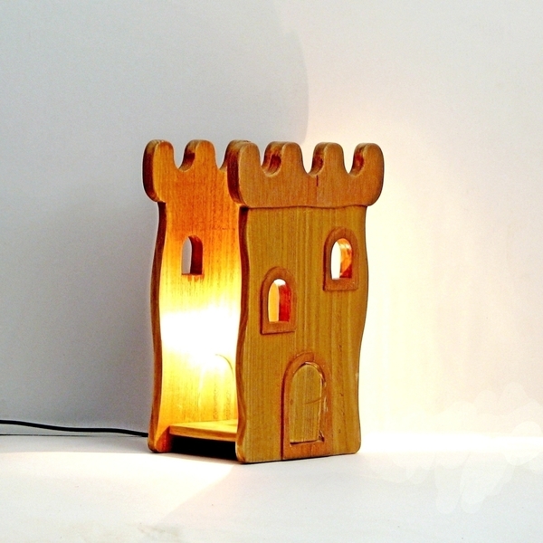 ξύλινο επιτραπέζιο φωτιστικό Κάστρο - ξύλο, αγόρι, πορτατίφ, παιδικά φωτιστικά - 2