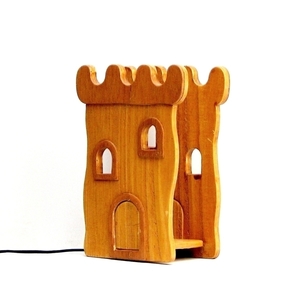 ξύλινο επιτραπέζιο φωτιστικό Κάστρο - ξύλο, αγόρι, πορτατίφ, παιδικά φωτιστικά - 3