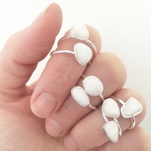 Ασημένιο Δαχτυλίδι με Λευκή Μαρμάρινη Πέτρα | Minimal & Βoho - δαχτυλίδι, πέτρα, μοναδικό, οικολογικό, θάλασσα, ασημένια, ασήμι, πέτρα, minimal, σταθερά, μικρά