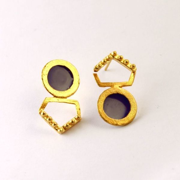 Hazelnut II earrings σκουλαρίκια απο ορειχαλκο επιχρυσωμενο με σμάλτο Serendipia collection - επιχρυσωμένα, επιχρυσωμένα, ορείχαλκος, σμάλτος, επάργυρα, μέταλλο, σκουλαρίκια, χειροποίητα