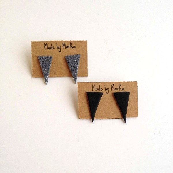 Triangle polymer clay earrings - πηλός, γεωμετρικά σχέδια, χειροποίητα, φθηνά