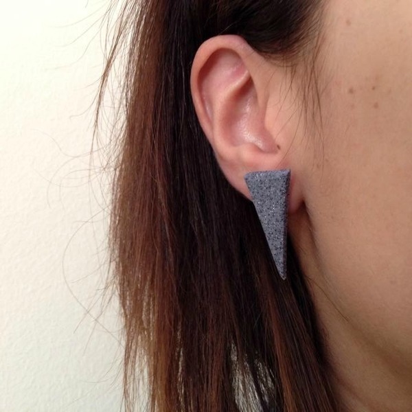 Triangle polymer clay earrings - πηλός, γεωμετρικά σχέδια, χειροποίητα, φθηνά - 4