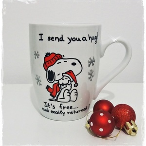 Χριστουγεννιάτικη κούπα "snoopy" - ιδιαίτερο, χειροποίητα, πορσελάνη, δωράκι, personalised, χριστουγεννιάτικο, χριστουγεννιάτικα δώρα, κούπες & φλυτζάνια