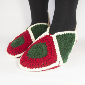 Χειροποίητα crochet τερλίκια με ρόμβους CHRISTMAS - πλεκτό, σπίτι, crochet, βελονάκι, ακρυλικό, χειροποίητα