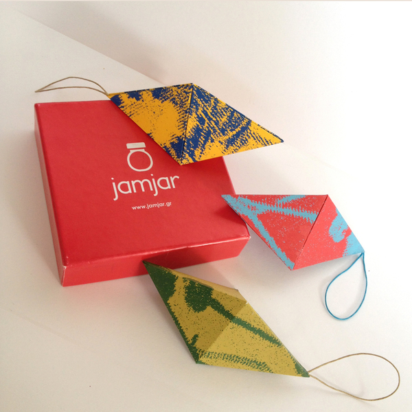Γεωμετρικό χριστουγεννιάτικο μεταξοτυπημένο στολίδι origami - χαρτί, γεωμετρικά σχέδια, χειροποίητα, κρεμαστά, χριστουγεννιάτικα δώρα, στολίδια