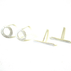 earring set #1| σετ χειροποιητα ασημενια σκουλαρικια minimal unisex - statement, chic, μονόχρωμες, fashion, καλοκαιρινό, vintage, μόδα, ιδιαίτερο, μοναδικό, μοντέρνο, ασήμι 925, ανοιξιάτικο, μέταλλο, γεωμετρικά σχέδια, χειροποίητα, εντυπωσιακά, για όλες τις ώρες, minimal, must, κλασσικά, καρφωτά, μικρά, σετ, ευκολοφόρετο, διαχρονικό, amano, contemporary, trend, καρφάκι, σετ κοσμημάτων