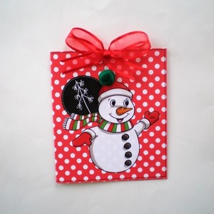Christmas Greeting Card - κορδέλα, χαρτί, πουά, χειροποίητα