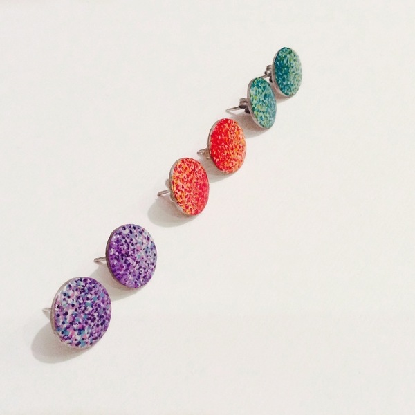 Ασημένια χρωματιστά σκουλαρίκια - Κύκλος - handmade, fashion, χρωματιστό, design, μοναδικό, μοντέρνο, ασήμι 925, κύκλος, σκουλαρίκια, χειροποίητα