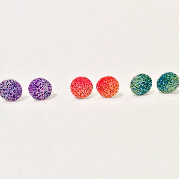 Ασημένια χρωματιστά σκουλαρίκια - Κύκλος - handmade, fashion, χρωματιστό, design, μοναδικό, μοντέρνο, ασήμι 925, κύκλος, σκουλαρίκια, χειροποίητα - 2