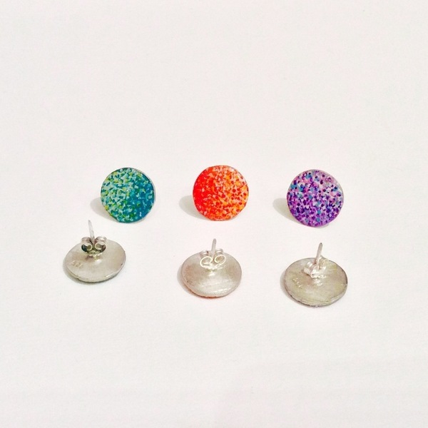 Ασημένια χρωματιστά σκουλαρίκια - Κύκλος - handmade, fashion, χρωματιστό, design, μοναδικό, μοντέρνο, ασήμι 925, κύκλος, σκουλαρίκια, χειροποίητα - 3