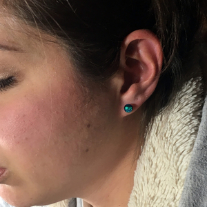 Dichroic glass earrings mini - ασήμι, γυαλί, γυναικεία, σκουλαρίκια, διακριτικό, μικρά, φθηνά - 4