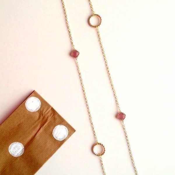 Long chain necklace with crystals - chic, handmade, κρύσταλλα, μέταλλο, χειροποίητα, minimal