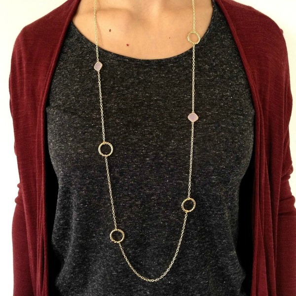 Long chain necklace with crystals - chic, handmade, κρύσταλλα, μέταλλο, χειροποίητα, minimal - 3