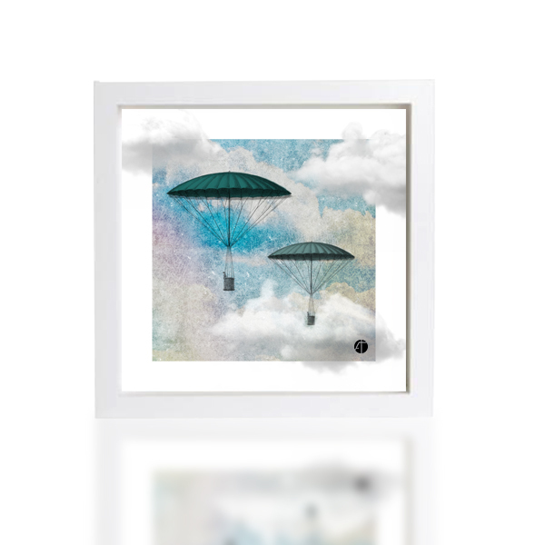 Balloons flying in the sky | artprint με ξύλινο κάδρο - διακοσμητικό, ιδιαίτερο, πίνακες & κάδρα, επιτοίχιο, αφίσες, για παιδιά