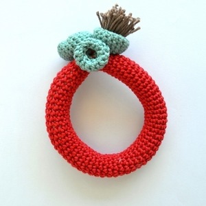 Πλεκτό κόκκινο βραχιόλι - βαμβάκι, ιδιαίτερο, πλεκτό, crochet, βελονάκι, βραχιόλι, casual