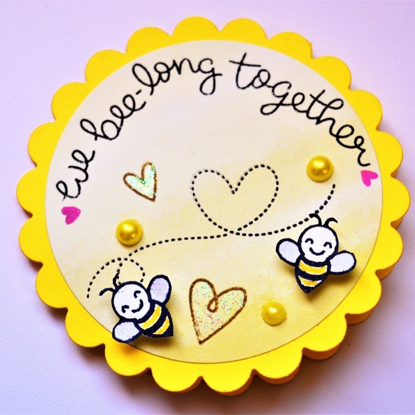 Κάρτα "We bee-long together!" - καρδιά, χαρτί, δώρο, αγάπη, πάρτυ, δωράκι, είδη δώρου, ερωτευμένοι, πέρλες, ζευγάρια, πρωτότυπα δώρα