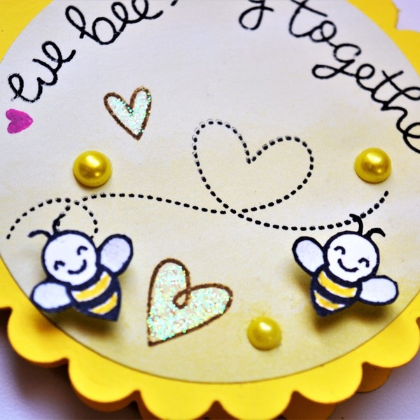 Κάρτα "We bee-long together!" - καρδιά, χαρτί, δώρο, αγάπη, πάρτυ, δωράκι, είδη δώρου, ερωτευμένοι, πέρλες, ζευγάρια, πρωτότυπα δώρα - 2