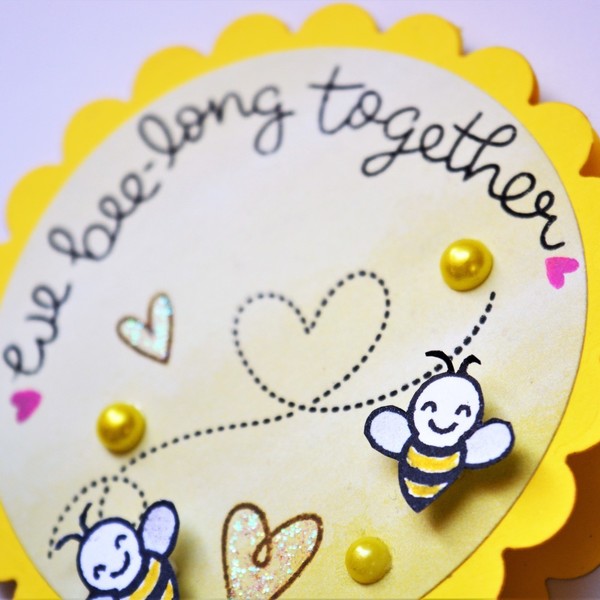Κάρτα "We bee-long together!" - καρδιά, χαρτί, δώρο, αγάπη, πάρτυ, δωράκι, είδη δώρου, ερωτευμένοι, πέρλες, ζευγάρια, πρωτότυπα δώρα - 3