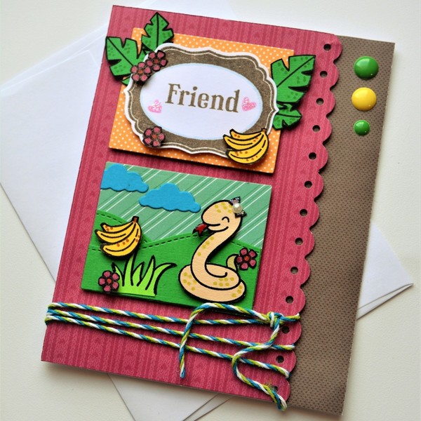 Κάρτα "ζουγκλα-friends!" - χαρτί, γκλίτερ, δώρο, κορδόνια, δώρα, φύλλο, πάρτυ, δωράκι, είδη δώρου, πρωτότυπα δώρα, γενική χρήση