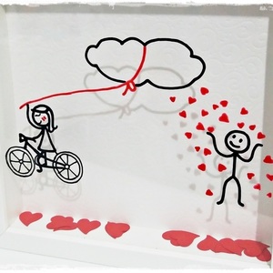 NEW!!Κάδρο "...rain of love!" - ξύλο, γυαλί, ιδιαίτερο, μοντέρνο, πίνακες & κάδρα, επιτοίχιο, αγάπη, πρωτότυπο, χειροποίητα, δώρα γάμου, γάμος, δωράκι, personalised, ερωτευμένοι - 4