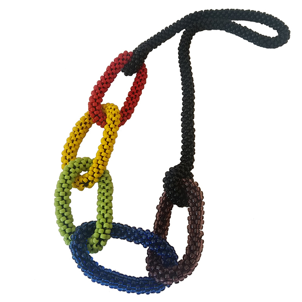 Rainbow necklace - vintage, πλεκτό, βελονάκι, κολιέ, χάντρες