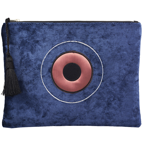 Madam Blue Velvet - Velvet Clutch Bag by Christina Malle - φάκελοι, με φούντες, τσάντα, βελούδο