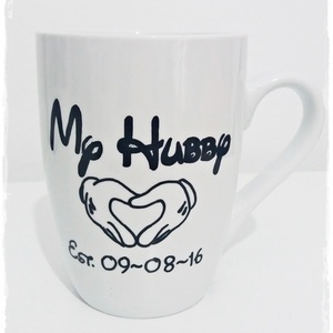 ΝΕW!!!Σετ κούπες "..Hubby and Wifey" - αγάπη, πρωτότυπο, χειροποίητα, δώρα γάμου, γάμος, πορσελάνη, δωράκι, personalised - 4