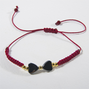 Valentine bracelet - charms, επιχρυσωμένα, customized, αιματίτης, αγάπη, κορδόνια, χάντρες, minimal, δώρα για γυναίκες, φθηνά - 4
