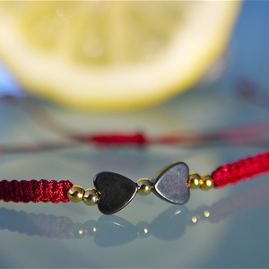 Valentine bracelet - charms, επιχρυσωμένα, customized, αιματίτης, αγάπη, κορδόνια, χάντρες, minimal, δώρα για γυναίκες, φθηνά - 3