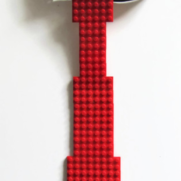Γραβάτα Κόκκινη από τουβλάκια - ελαστικό, ιδιαίτερο, μοναδικό, μοντέρνο, γυναικεία, ανδρικά, πλαστικό, δώρο, χειροποίητα, αξεσουάρ, είδη δώρου - 2