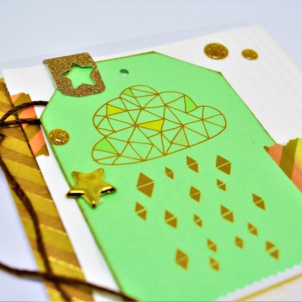 Κάρτα "Χρυσαφένιο Συννεφάκι" - χαρτί, δώρο, κορδόνια, δώρα για βάπτιση, γενέθλια, γενική χρήση - 2